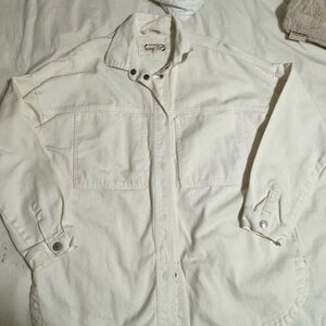 Cream Button-Up Denim Jacket